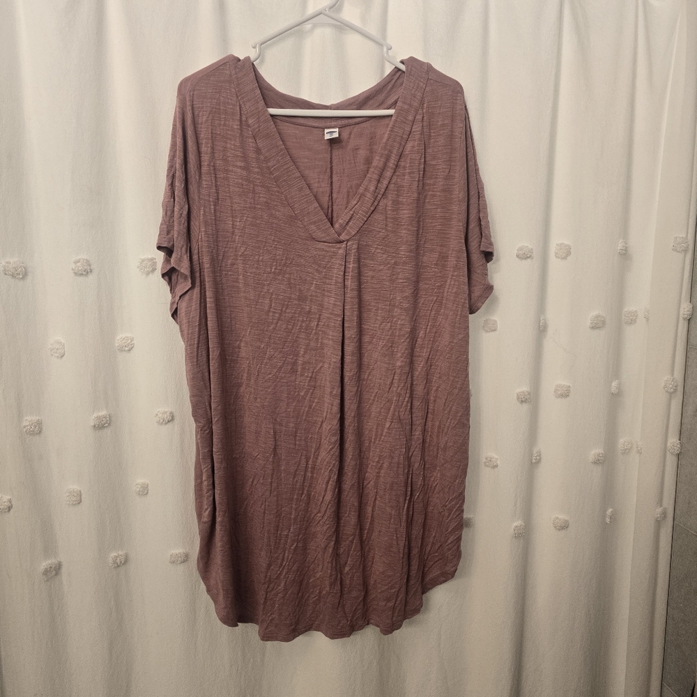 Old Navy Women's Mauve V-Neck Short Sleeve Tunic Size Xxl Tall